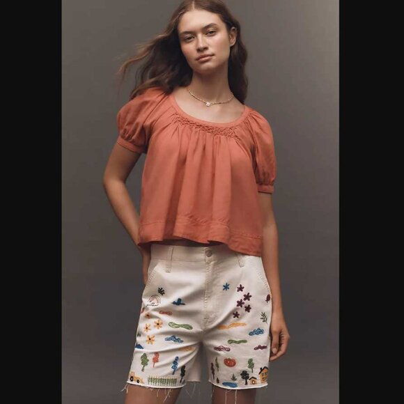 New 27 Mother x Anthropologie The Stud Finder shorts No Rainbows without Rain